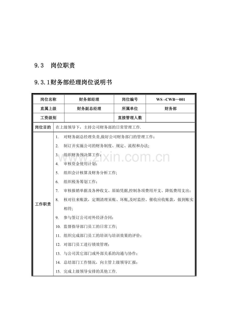 财务部部门职责及岗位职责完整.doc_第3页