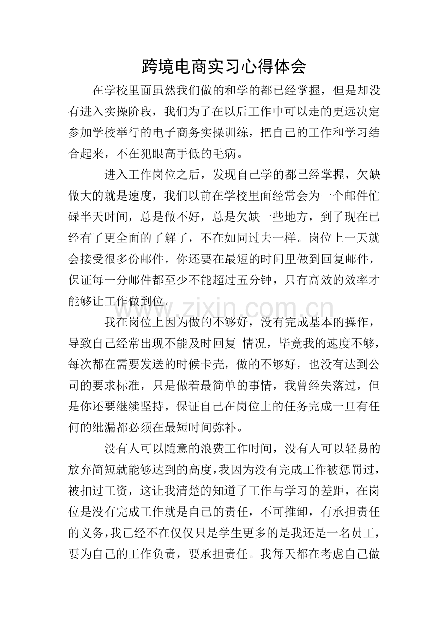 跨境电商实习心得体会.doc_第1页