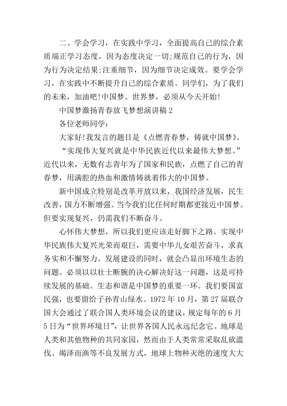 中国梦激扬青春放飞梦想演讲稿.doc_第2页