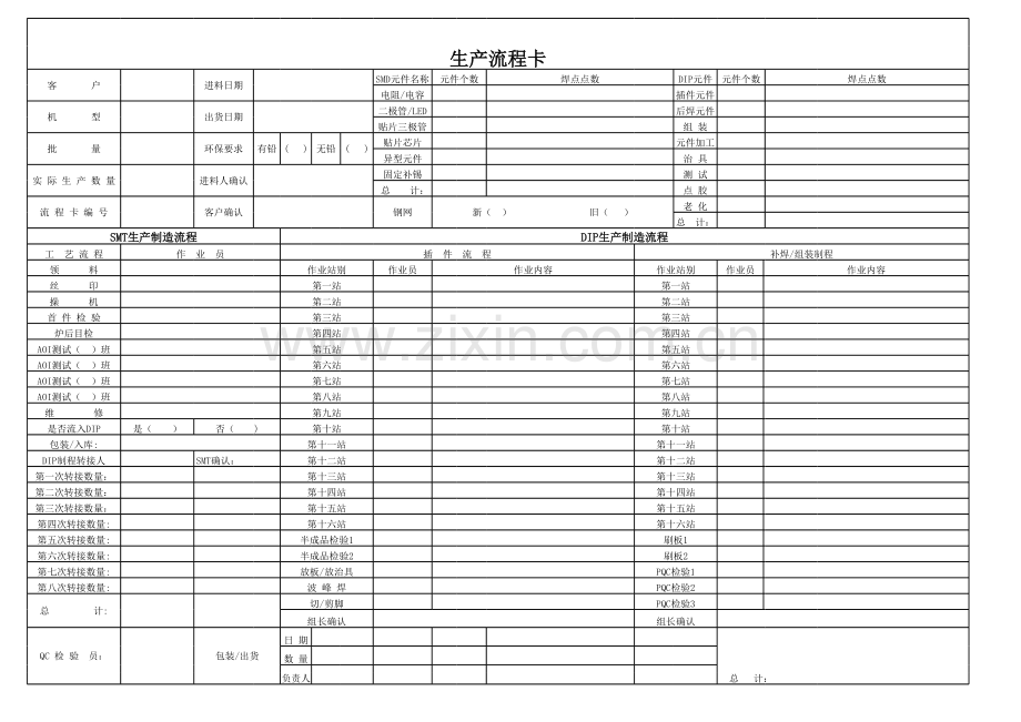 SMT生产流程卡.xls_第1页