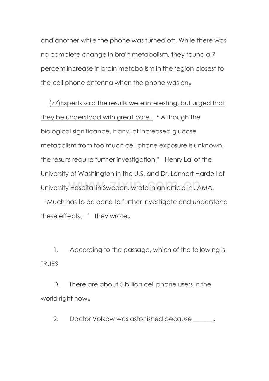 2023年北京成人本科学士学位英语统一考试真题及答案.doc_第3页