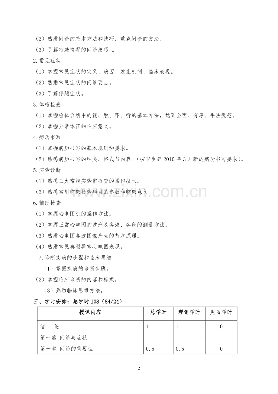 《诊断学》教学大纲-长沙医学院.doc_第2页