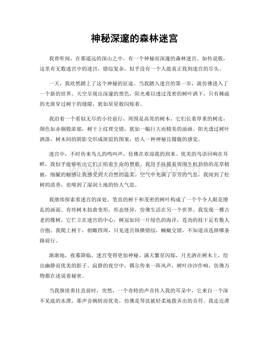 神秘深邃的森林迷宫.docx_第1页