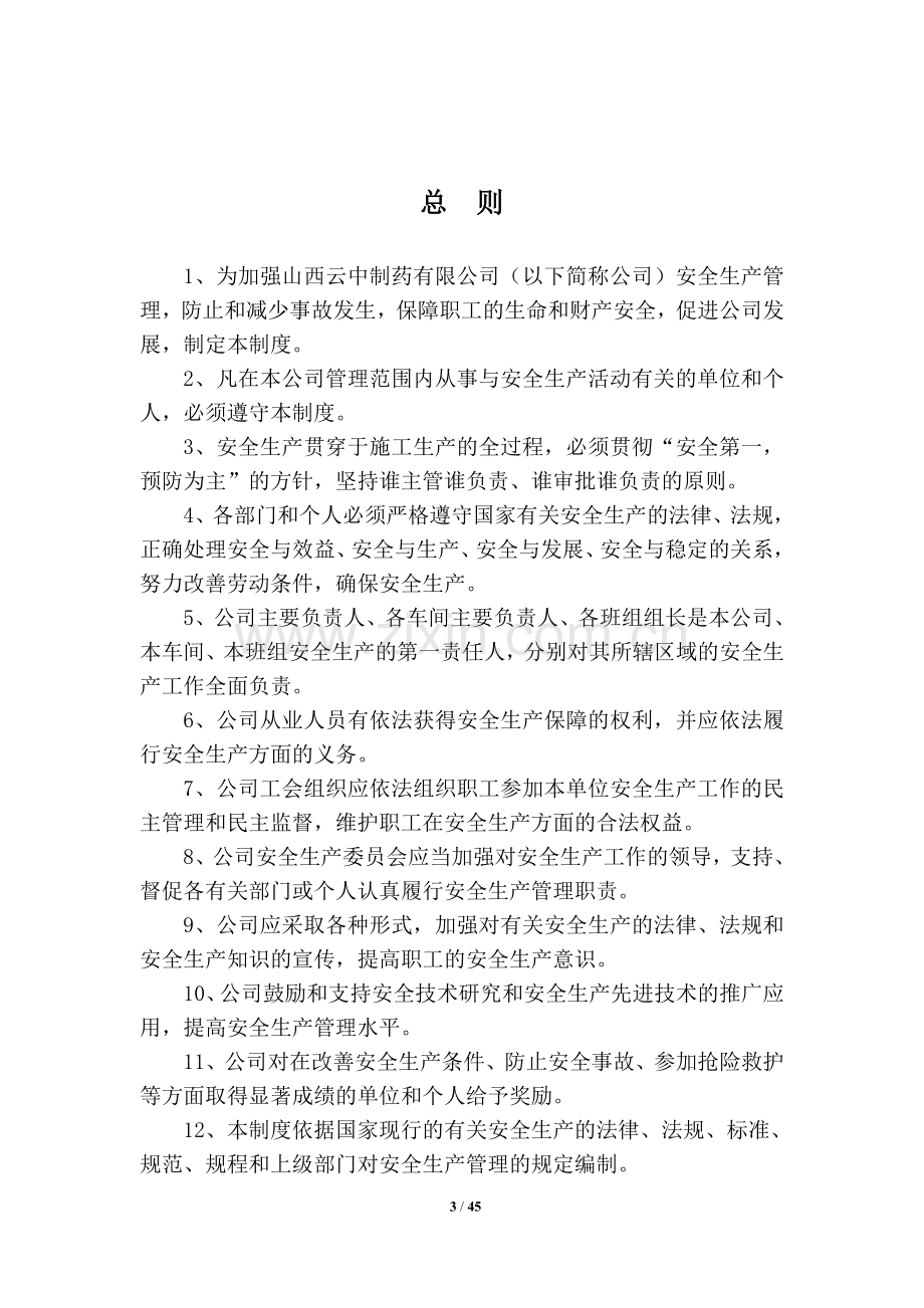 制药有限责任公司企业安全生产管理制度制度规范.doc_第3页