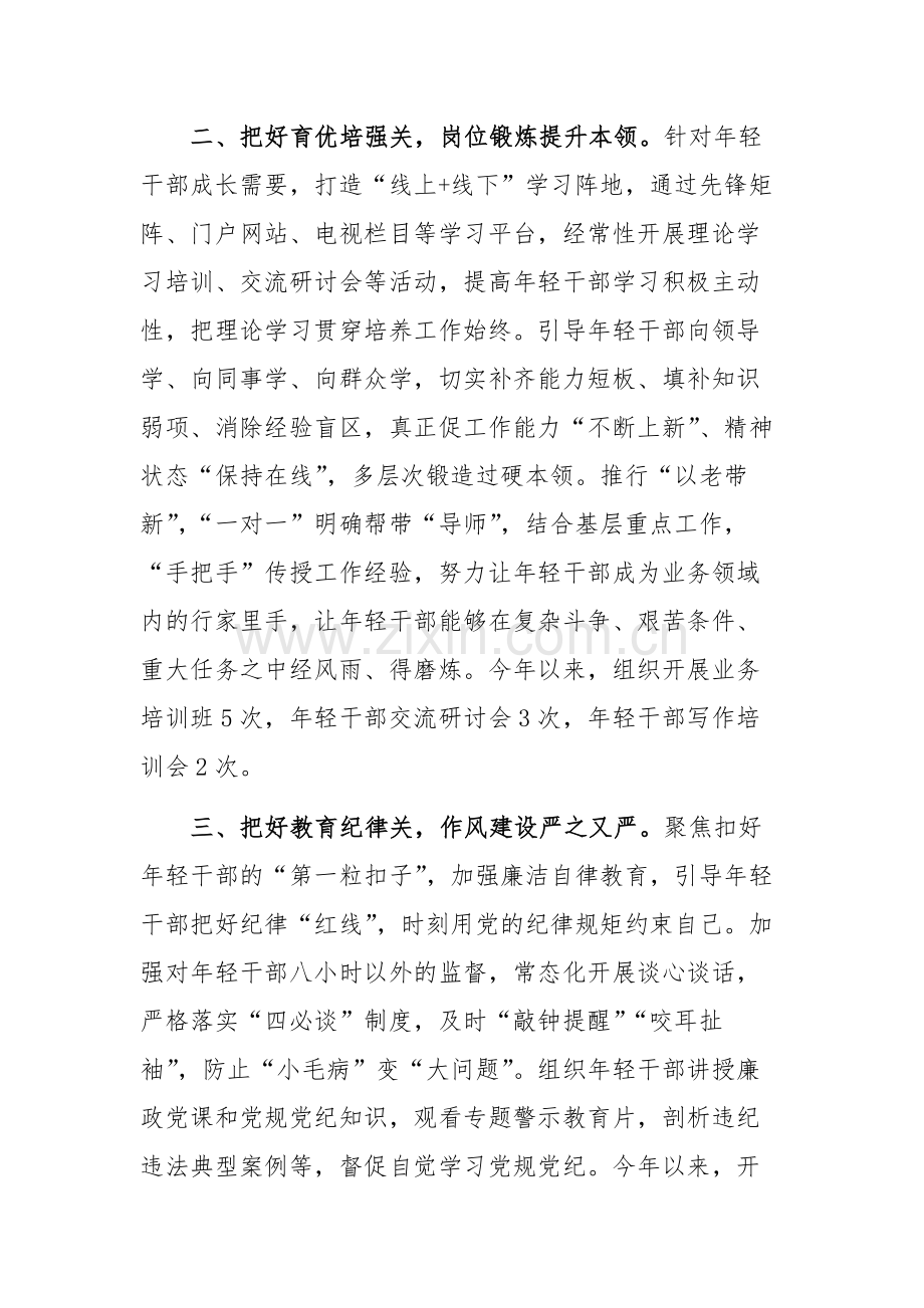 2024年党委书记在年轻干部队伍建设推进会上的汇报发言范文.docx_第2页