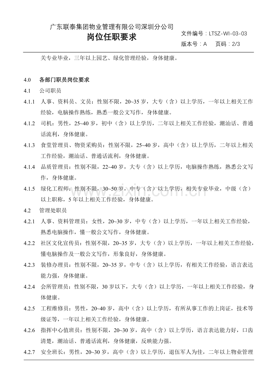 物业公司岗位任职要求.doc_第2页