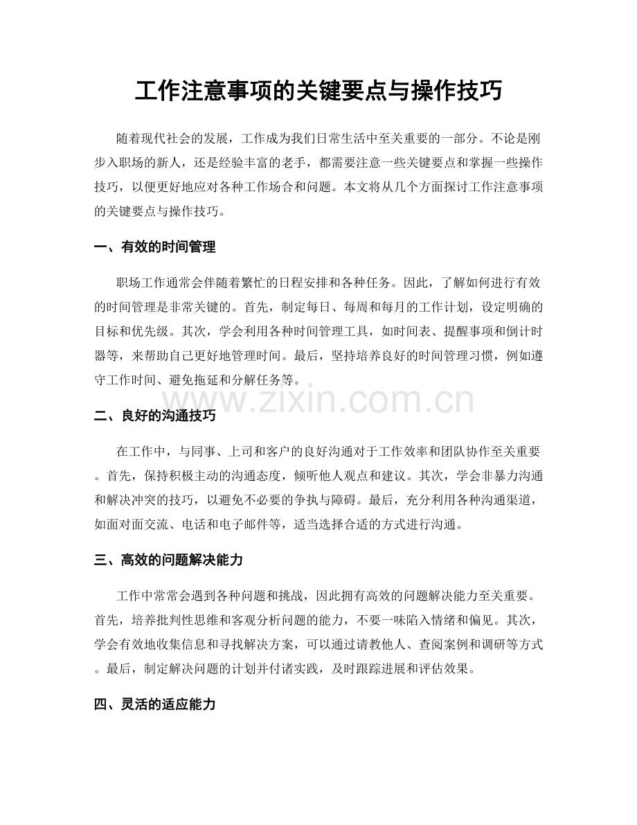 工作注意事项的关键要点与操作技巧.docx_第1页