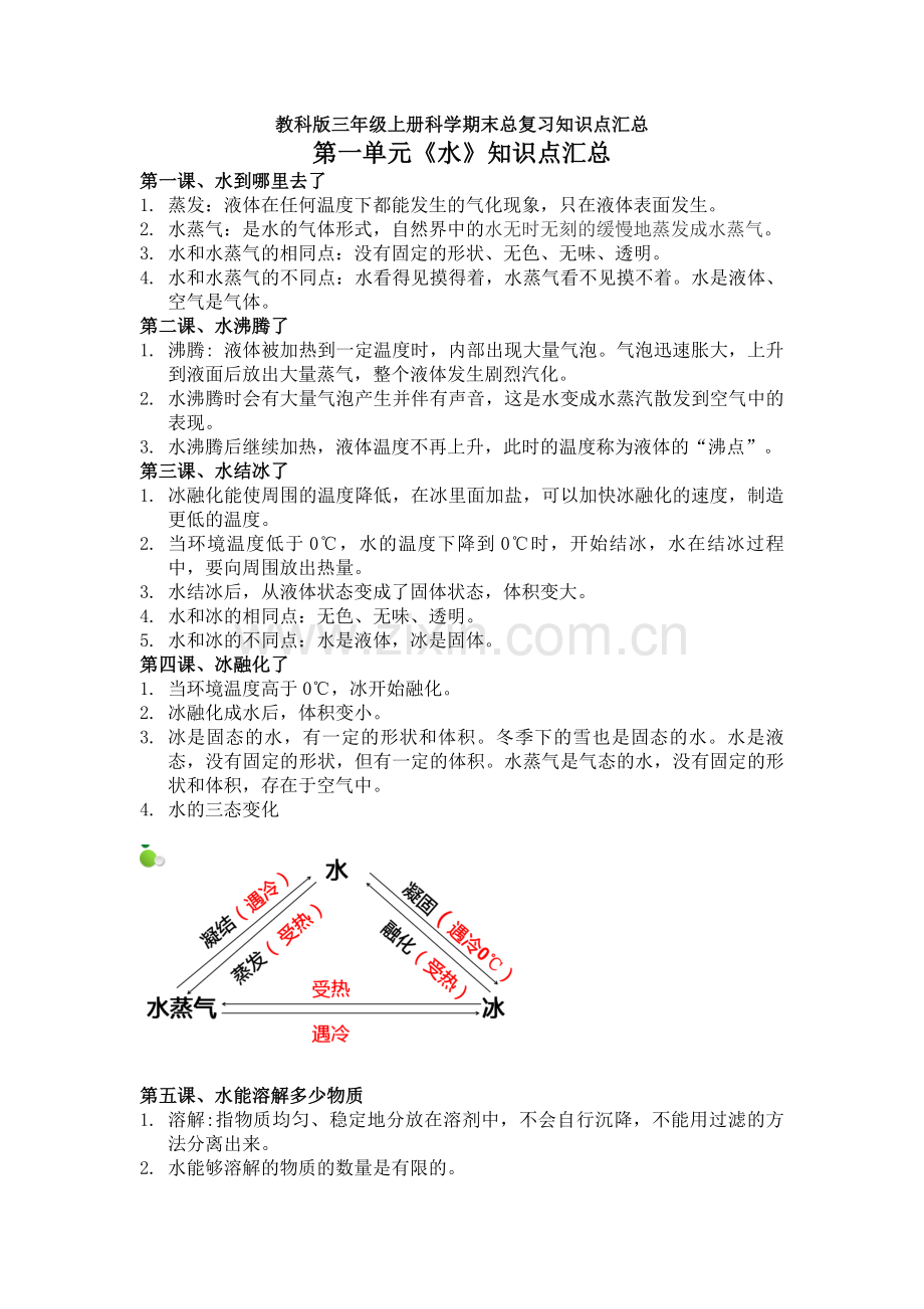 2019-2020教科版三年级上册科学期末总复习知识点汇总.doc_第1页