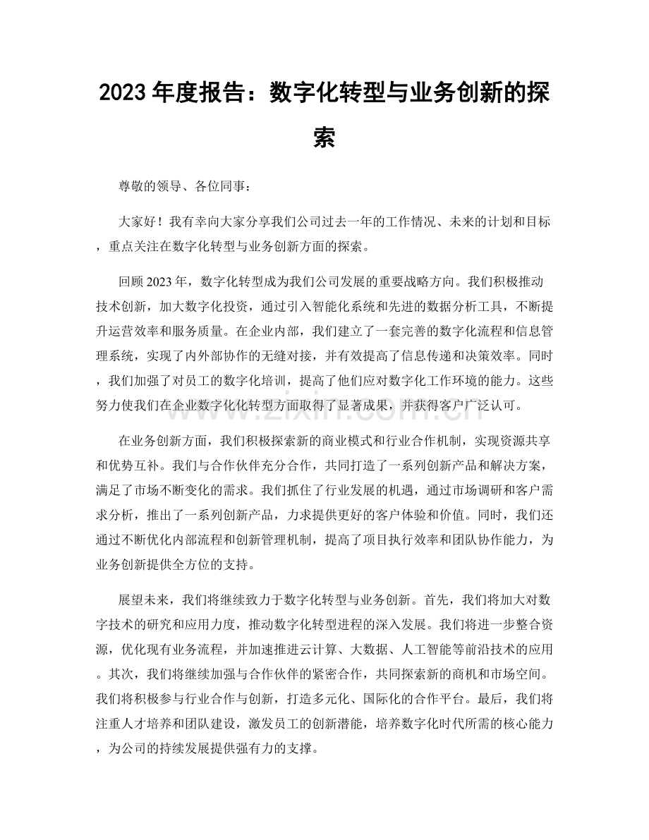 2023年度报告：数字化转型与业务创新的探索.docx_第1页