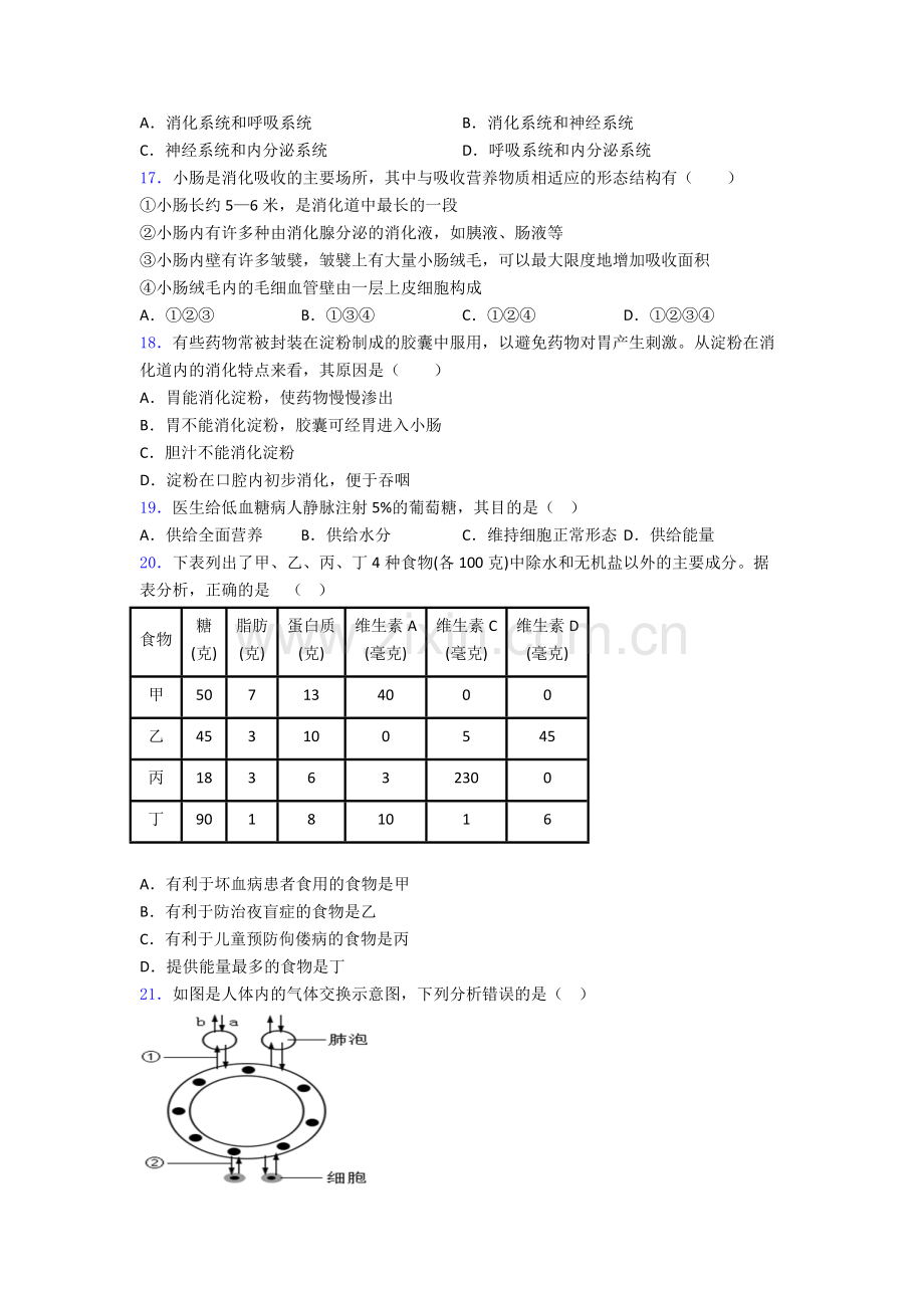 人教版七年级生物下册期中复习知识点大全.doc_第3页