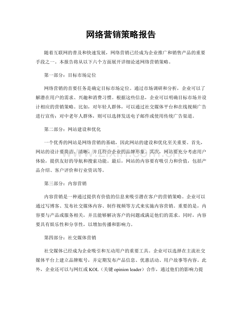 网络营销策略报告.docx_第1页