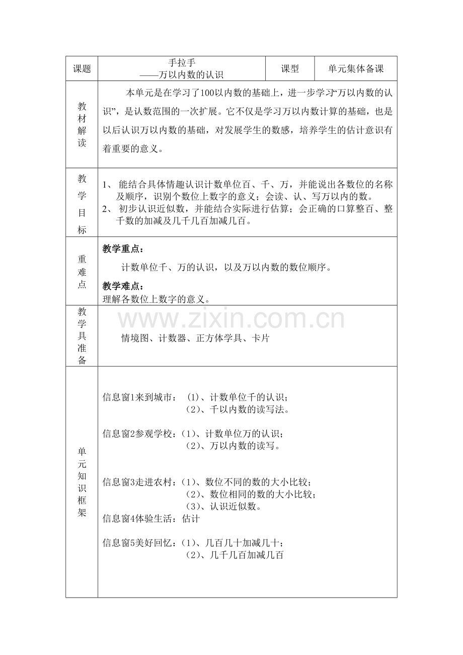 万以内数的认识单元备课.doc_第1页