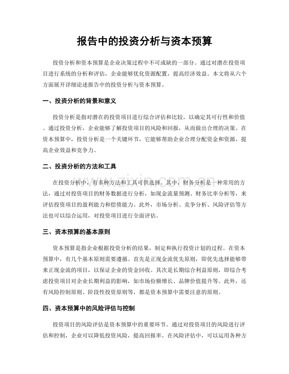 报告中的投资分析与资本预算.docx_第1页