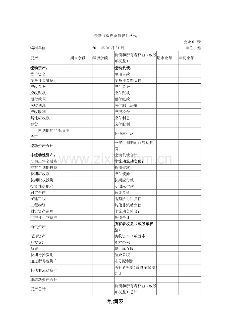 2019年资产负债表表格.doc_第1页