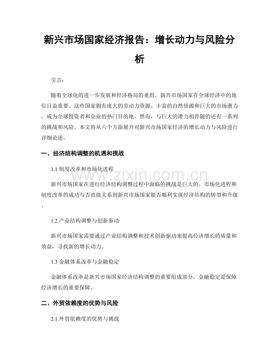 新兴市场国家经济报告：增长动力与风险分析.docx_第1页