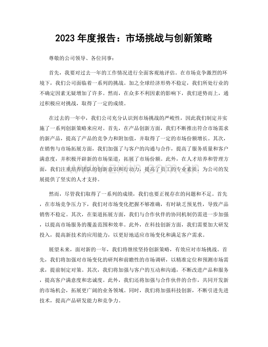 2023年度报告：市场挑战与创新策略.docx_第1页