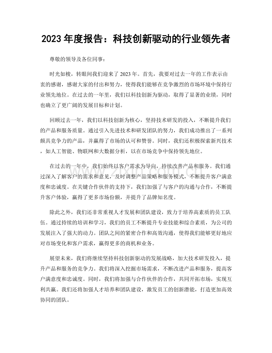 2023年度报告：科技创新驱动的行业领先者.docx_第1页