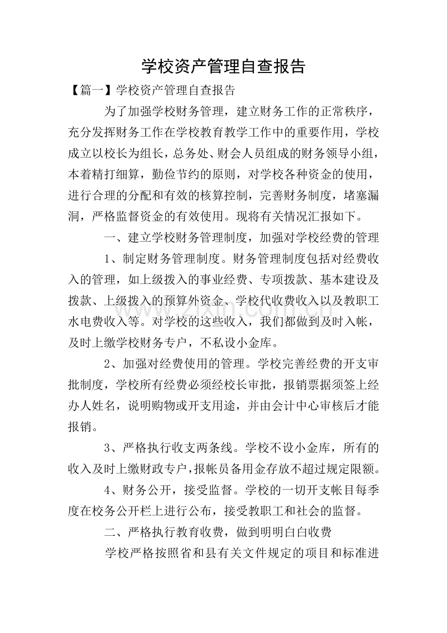 学校资产管理自查报告.doc_第1页