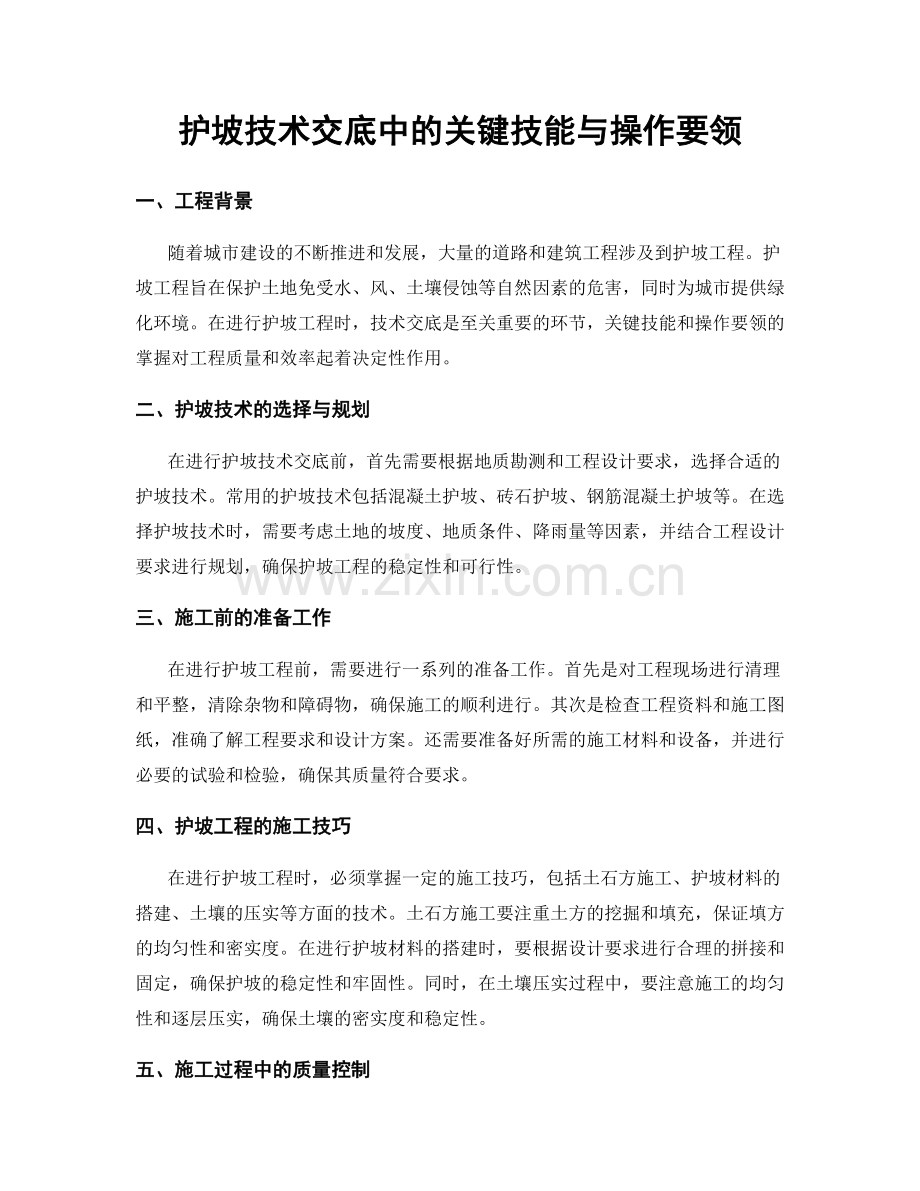 护坡技术交底中的关键技能与操作要领.docx_第1页