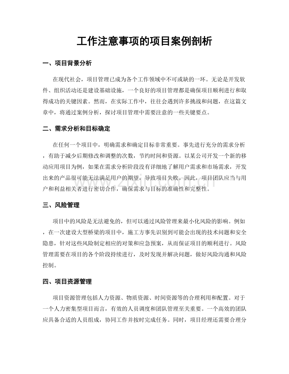 工作注意事项的项目案例剖析.docx_第1页