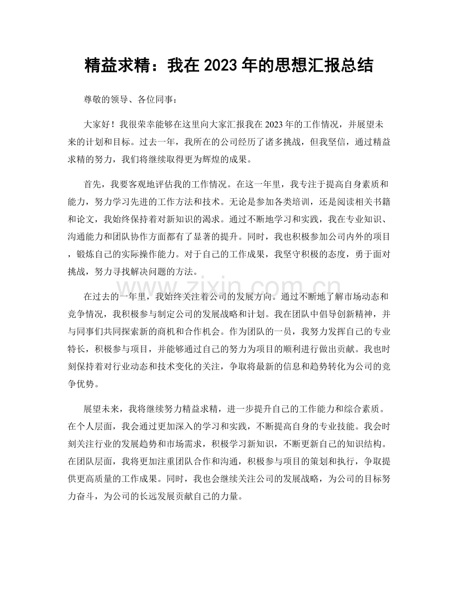 精益求精：我在2023年的思想汇报总结.docx_第1页