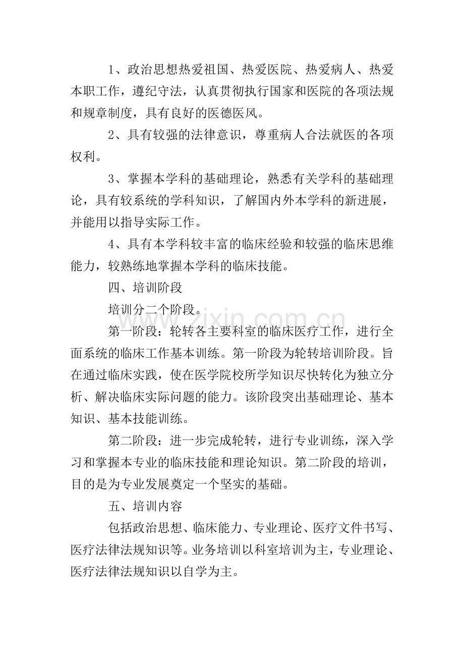 2020年医院临床住院医师培训计划方案范文.doc_第2页