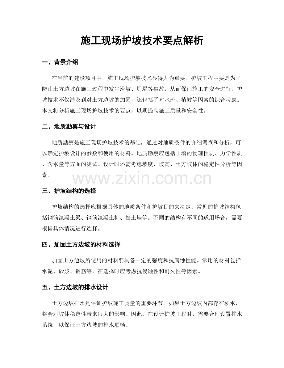 施工现场护坡技术要点解析.docx_第1页