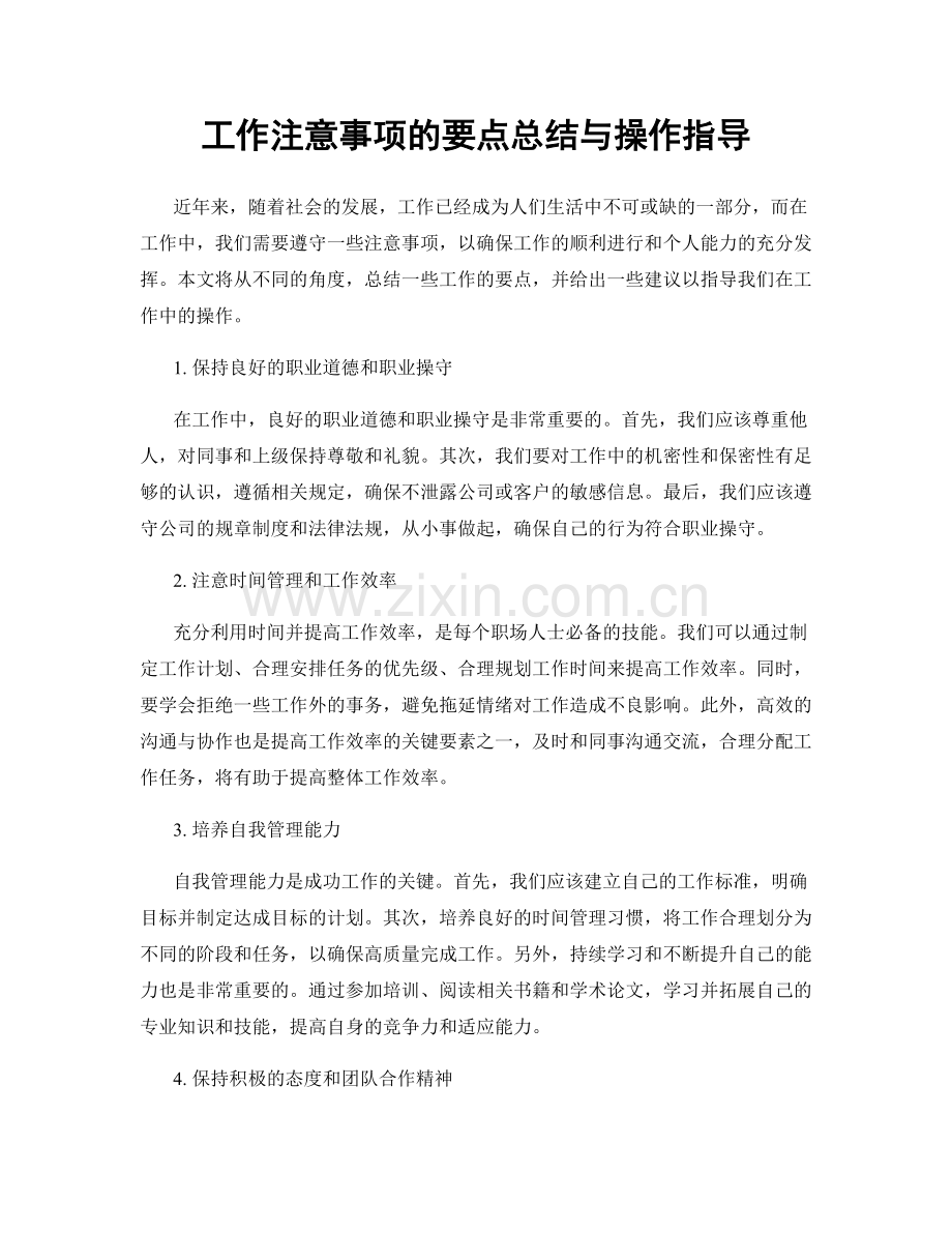 工作注意事项的要点总结与操作指导.docx_第1页