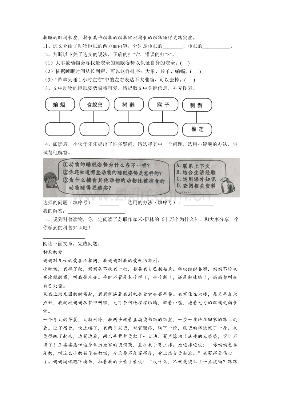 【语文】上海市杨浦区打虎山路第一小学小学四年级上册期中试卷(含答案).doc_第3页