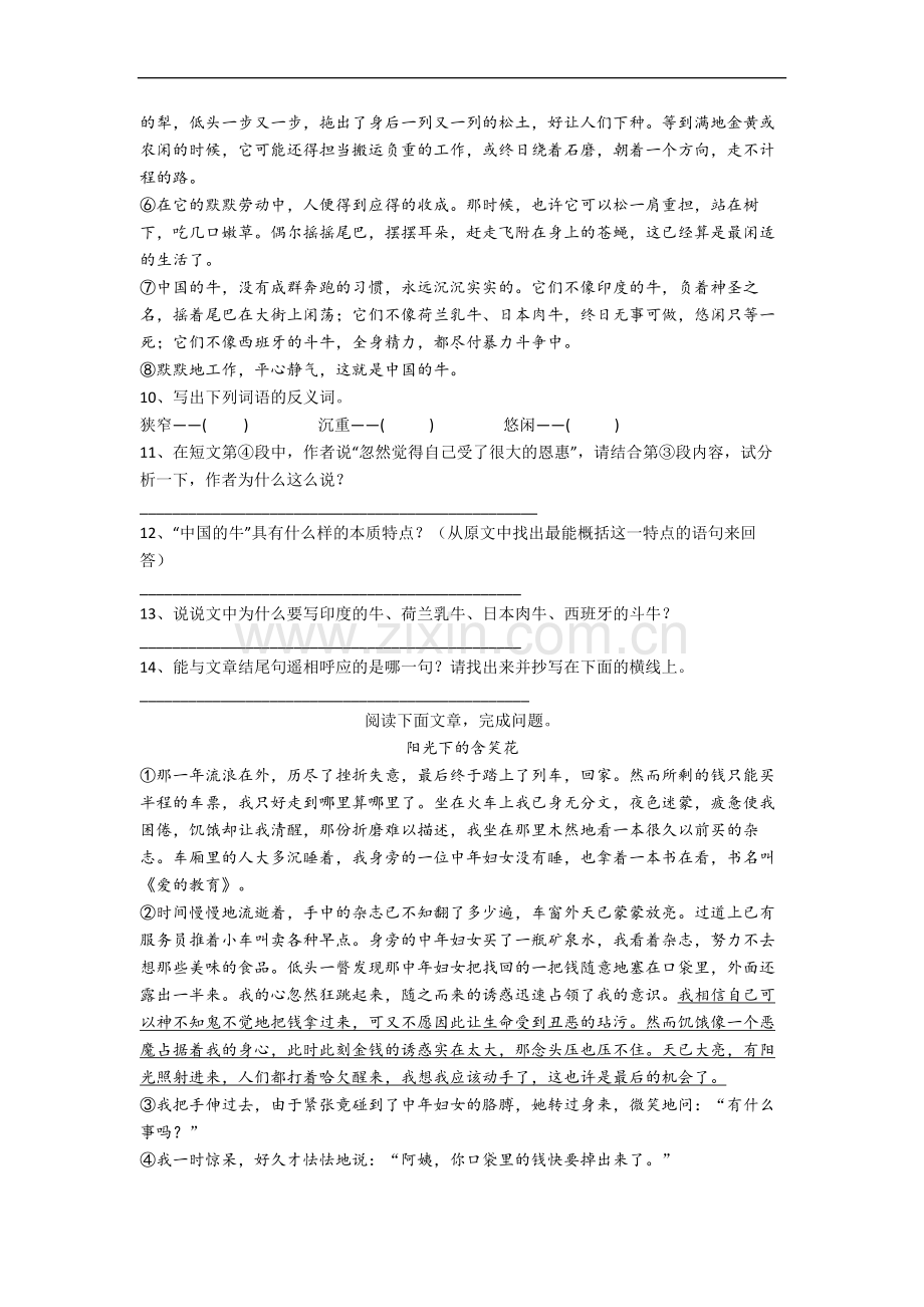 部编版小学六年级上册期末语文复习试题(含答案解析).docx_第3页