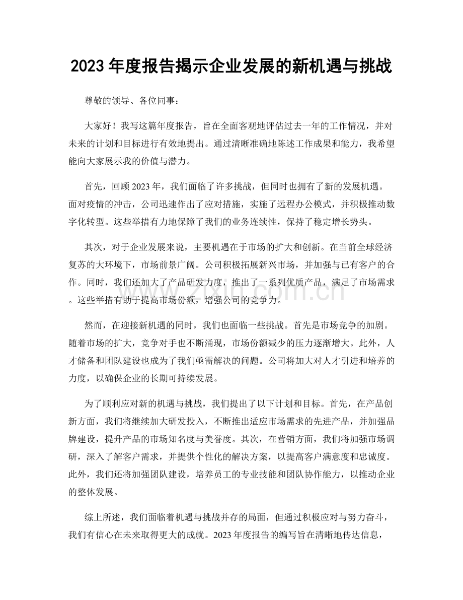 2023年度报告揭示企业发展的新机遇与挑战.docx_第1页