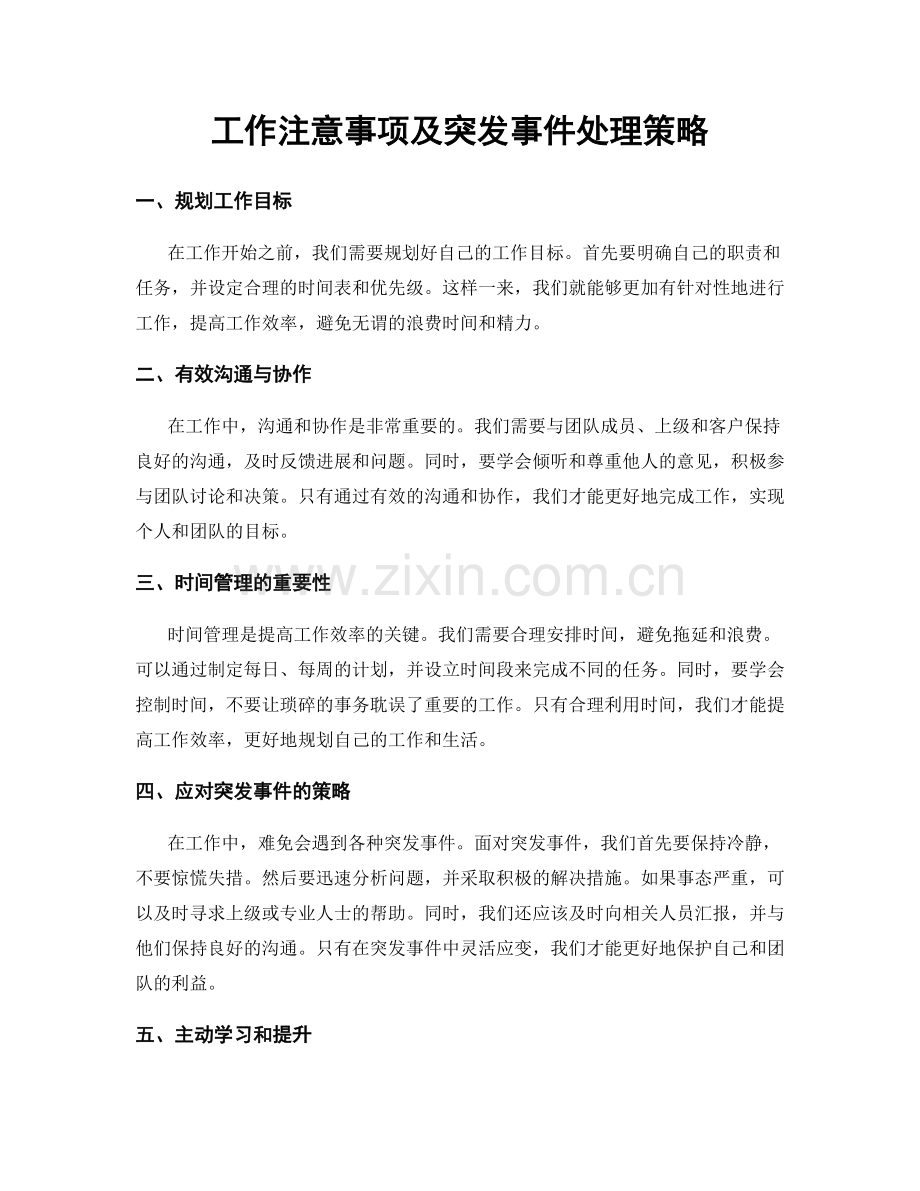 工作注意事项及突发事件处理策略.docx_第1页