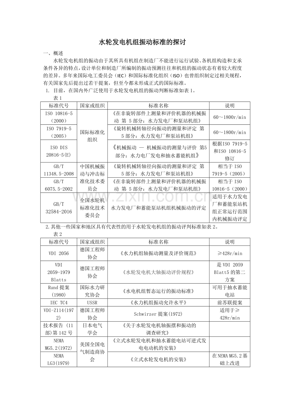 水轮发电机组振动标准的探讨.doc_第1页