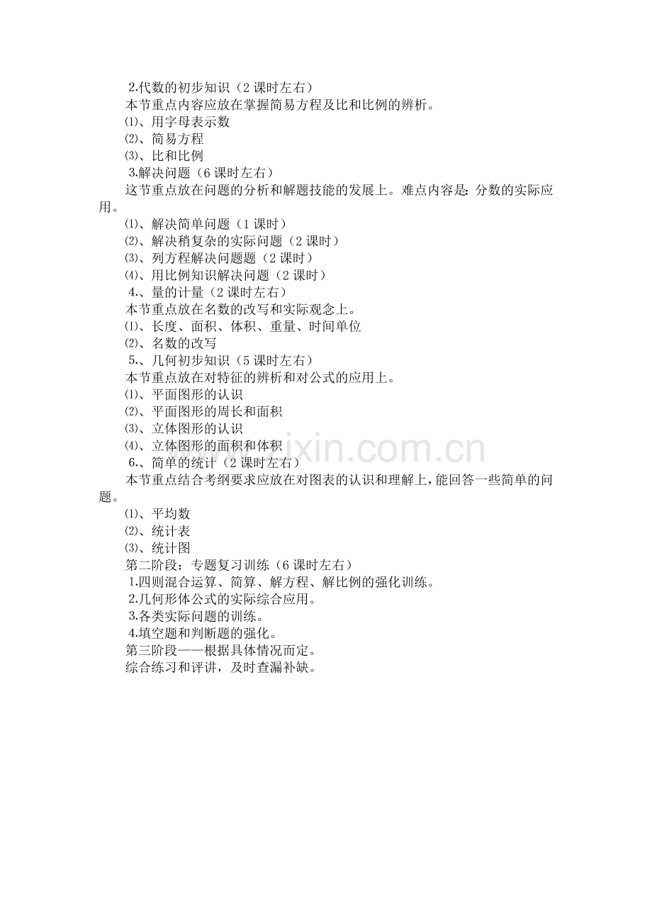 小学六年级数学毕业总复习计划.doc_第3页