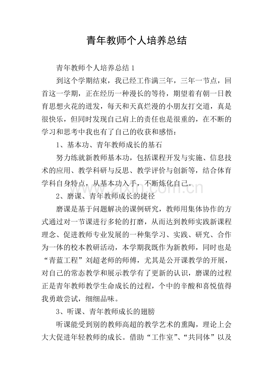 青年教师个人培养总结.doc_第1页