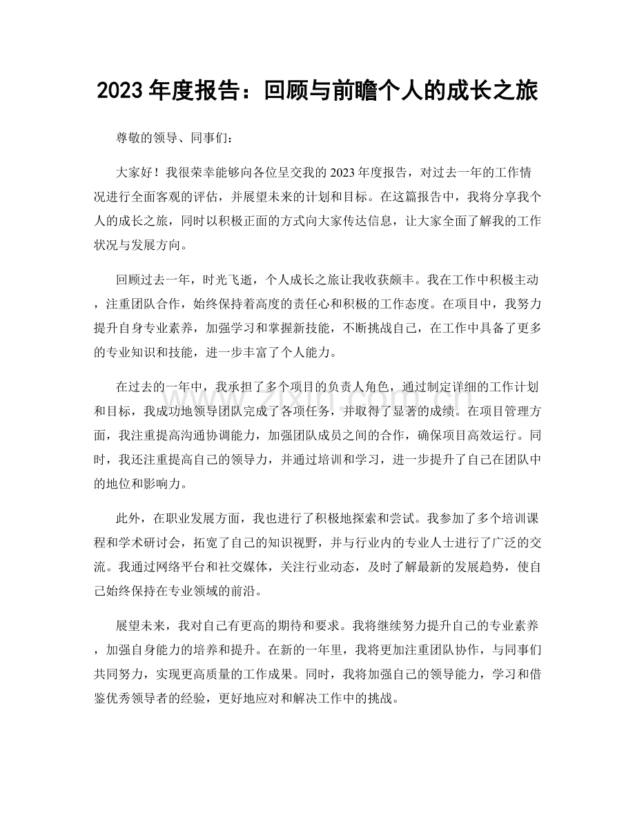 2023年度报告：回顾与前瞻个人的成长之旅.docx_第1页