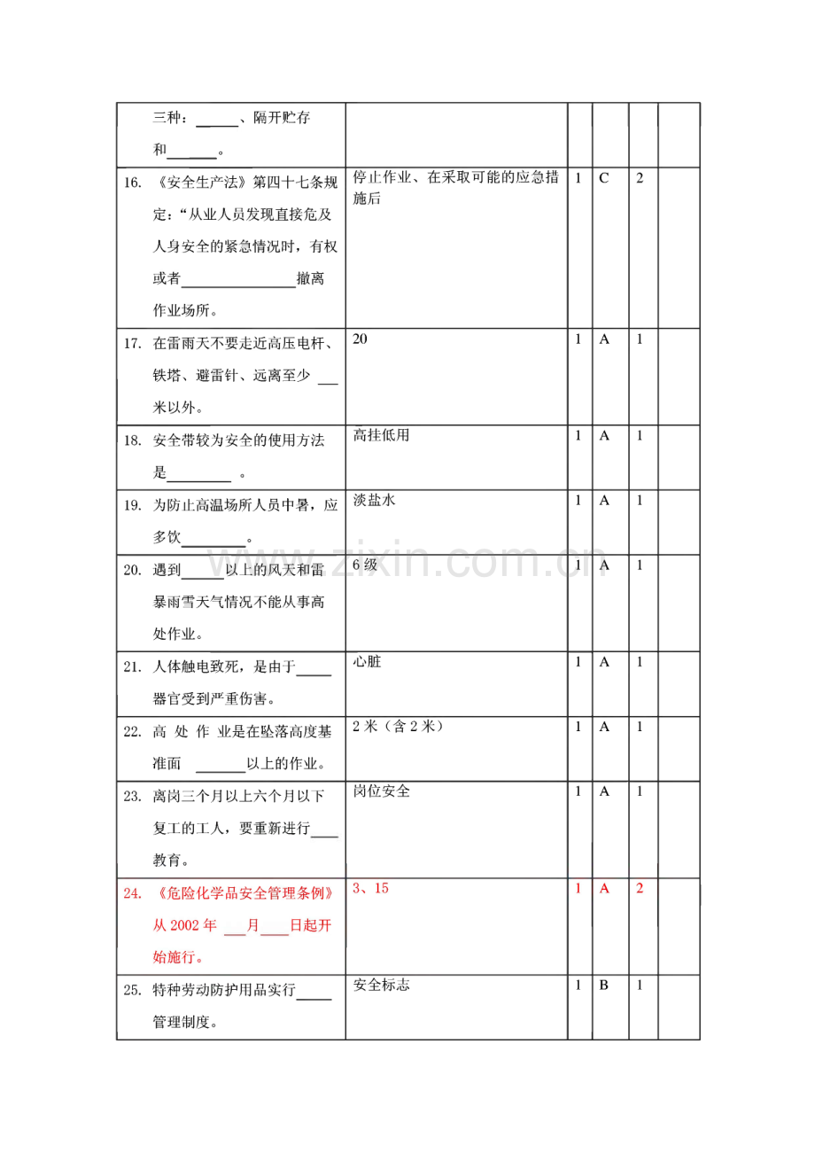 安全应知应会试题（表格式）.pdf_第3页