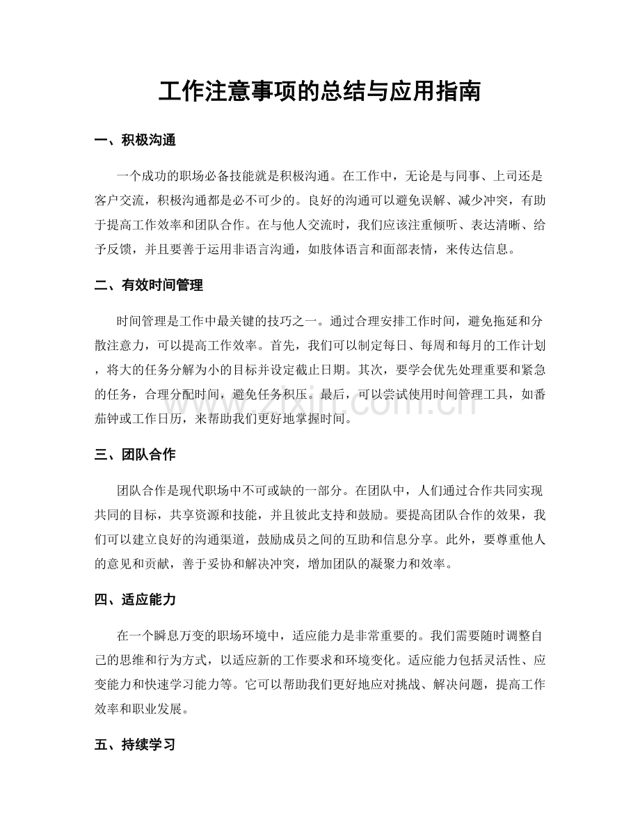 工作注意事项的总结与应用指南.docx_第1页