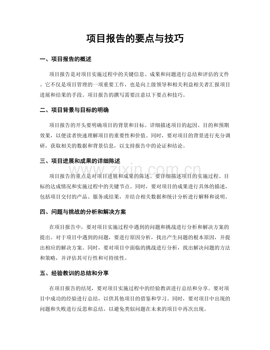 项目报告的要点与技巧.docx_第1页