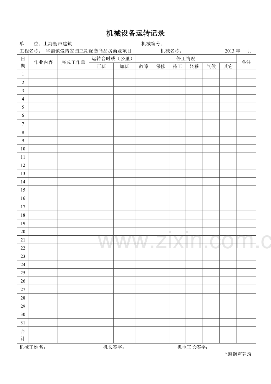 塔吊每日班前安全检查记录表.docx_第2页