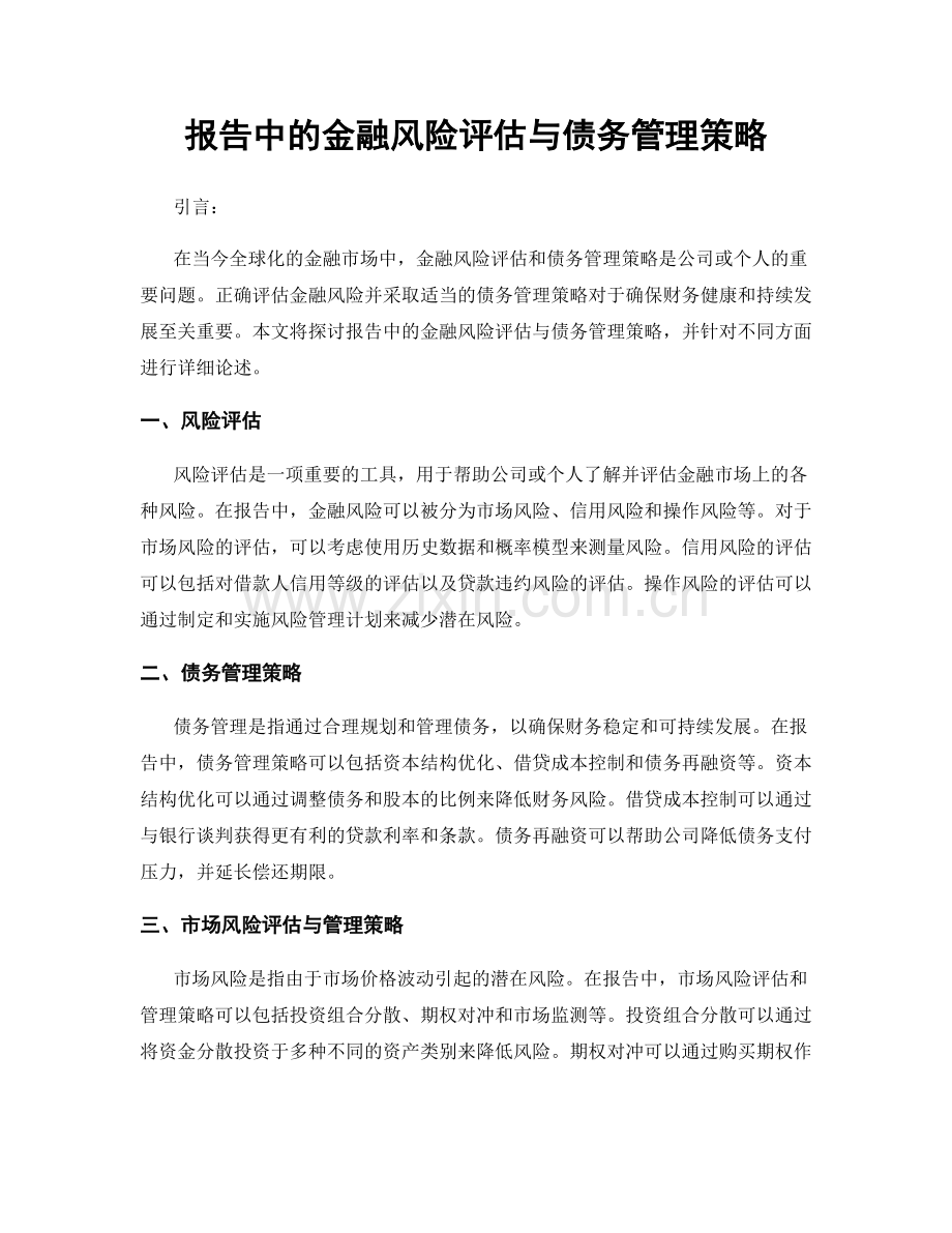 报告中的金融风险评估与债务管理策略.docx_第1页