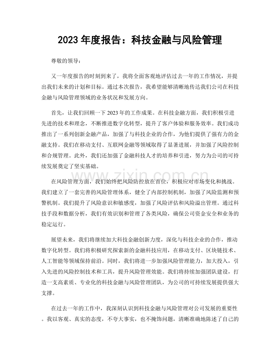 2023年度报告：科技金融与风险管理.docx_第1页