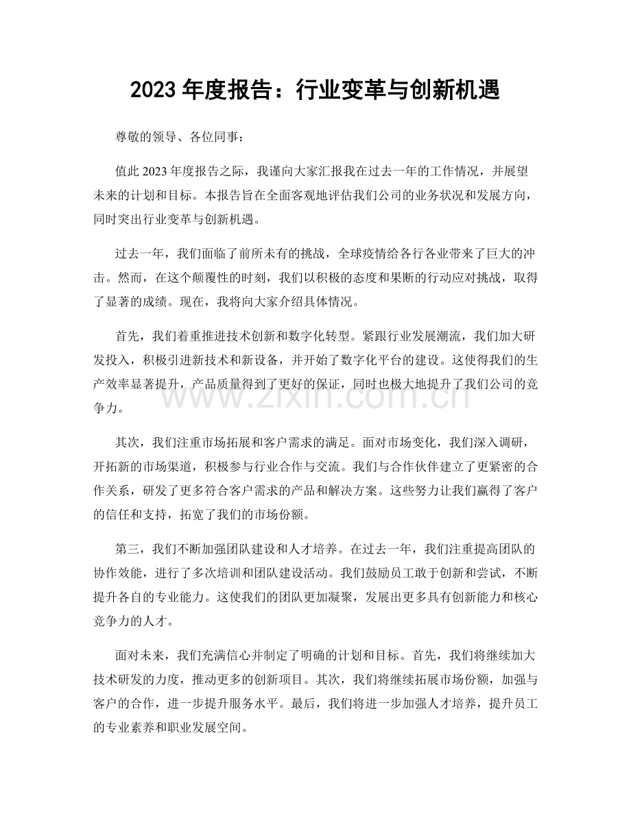 2023年度报告：行业变革与创新机遇.docx_第1页