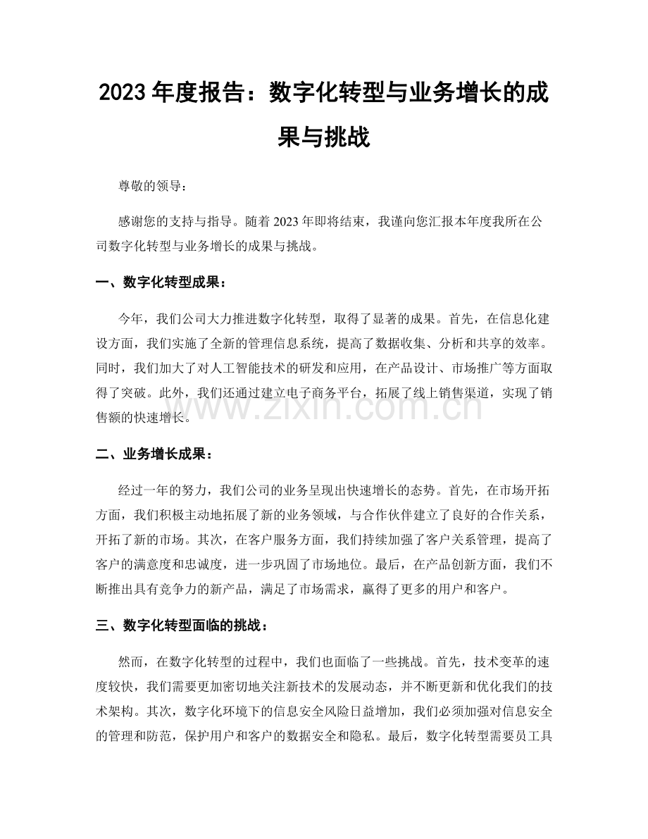 2023年度报告：数字化转型与业务增长的成果与挑战.docx_第1页