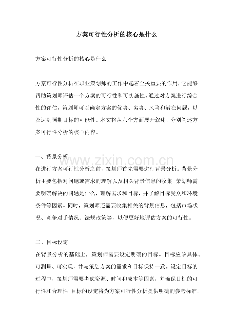 方案可行性分析的核心是什么.docx_第1页