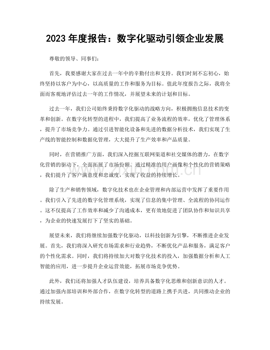 2023年度报告：数字化驱动引领企业发展.docx_第1页