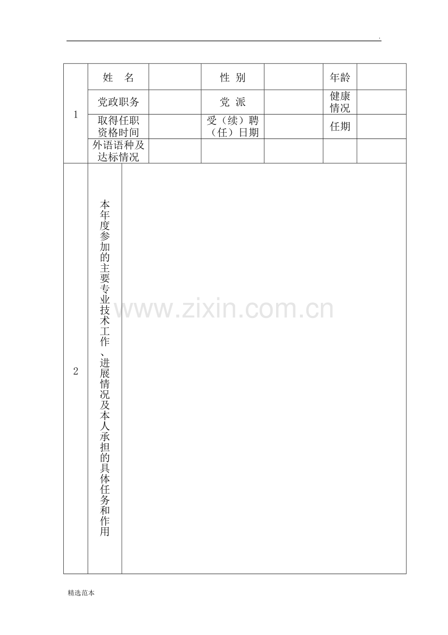 四川省专业技术人员年度考核表.doc_第2页