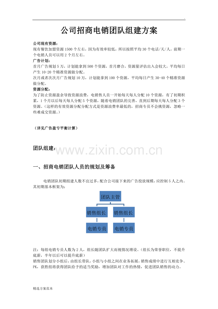 公司电销团队组建方案.doc_第1页