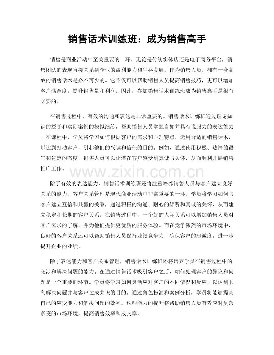 销售话术训练班：成为销售高手.docx_第1页