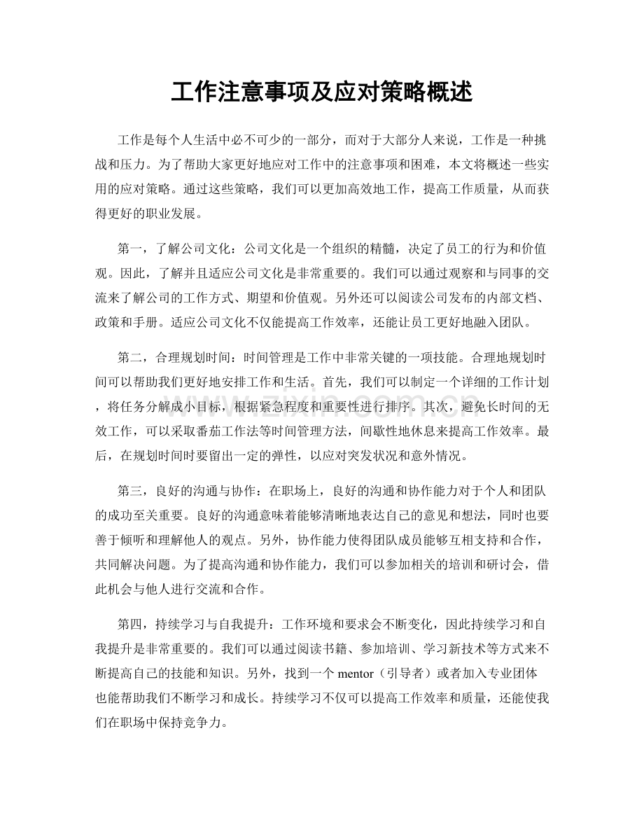 工作注意事项及应对策略概述.docx_第1页